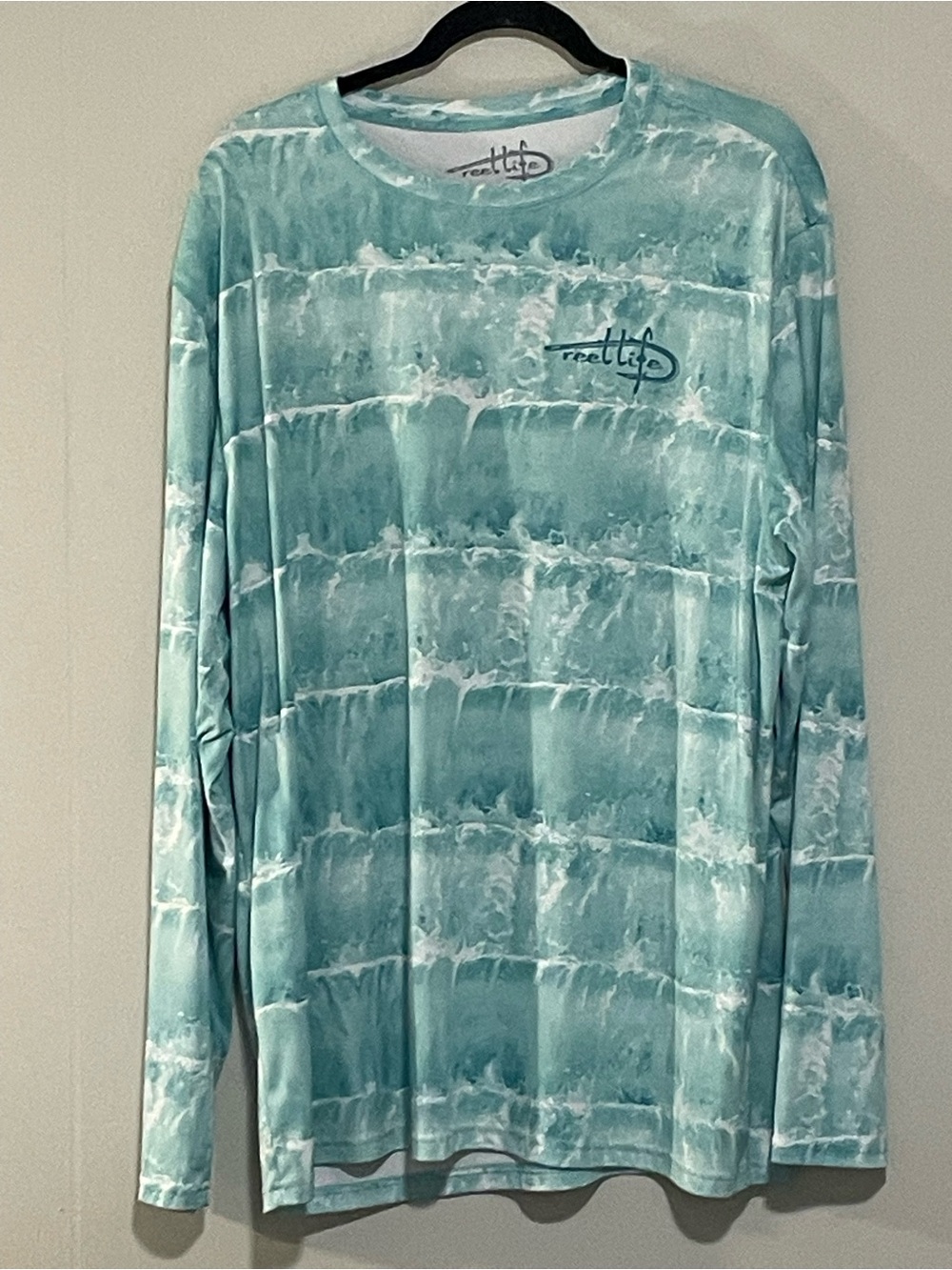 Reel Life Men's Long Sleeve Performance Tee - Aqua Wave. Item # 11458